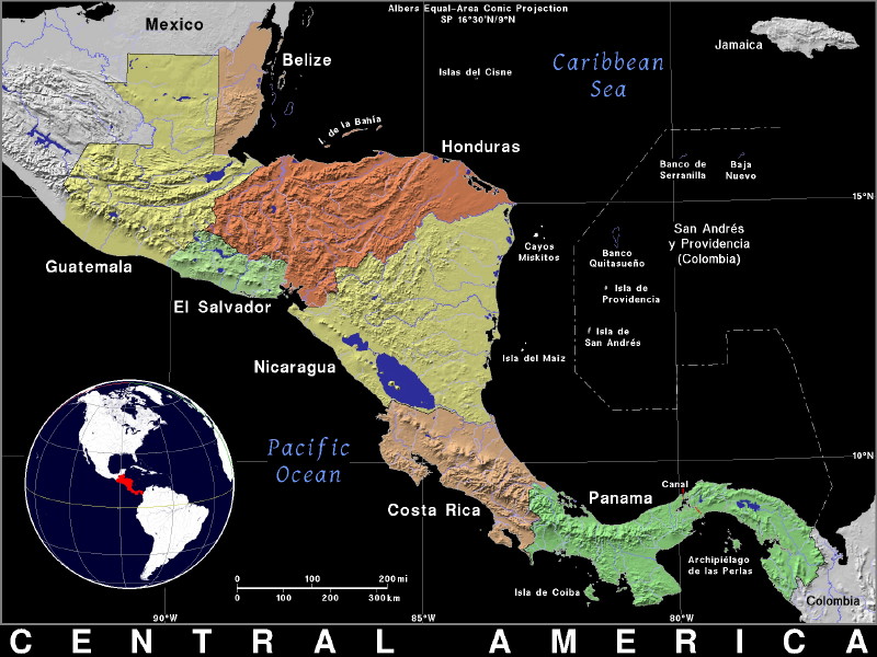 Zentralamerika Karte